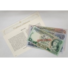 IRELAND 1977 . ONE 1 - TEN 10 POUNDS . SPECIMEN BANKNOTES